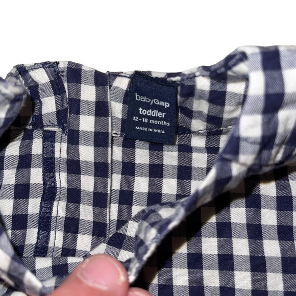 Baby Gap Infant Dress Black White Checked Size 12-18 Months Ling Sleeve Dress - Picture 3 of 5